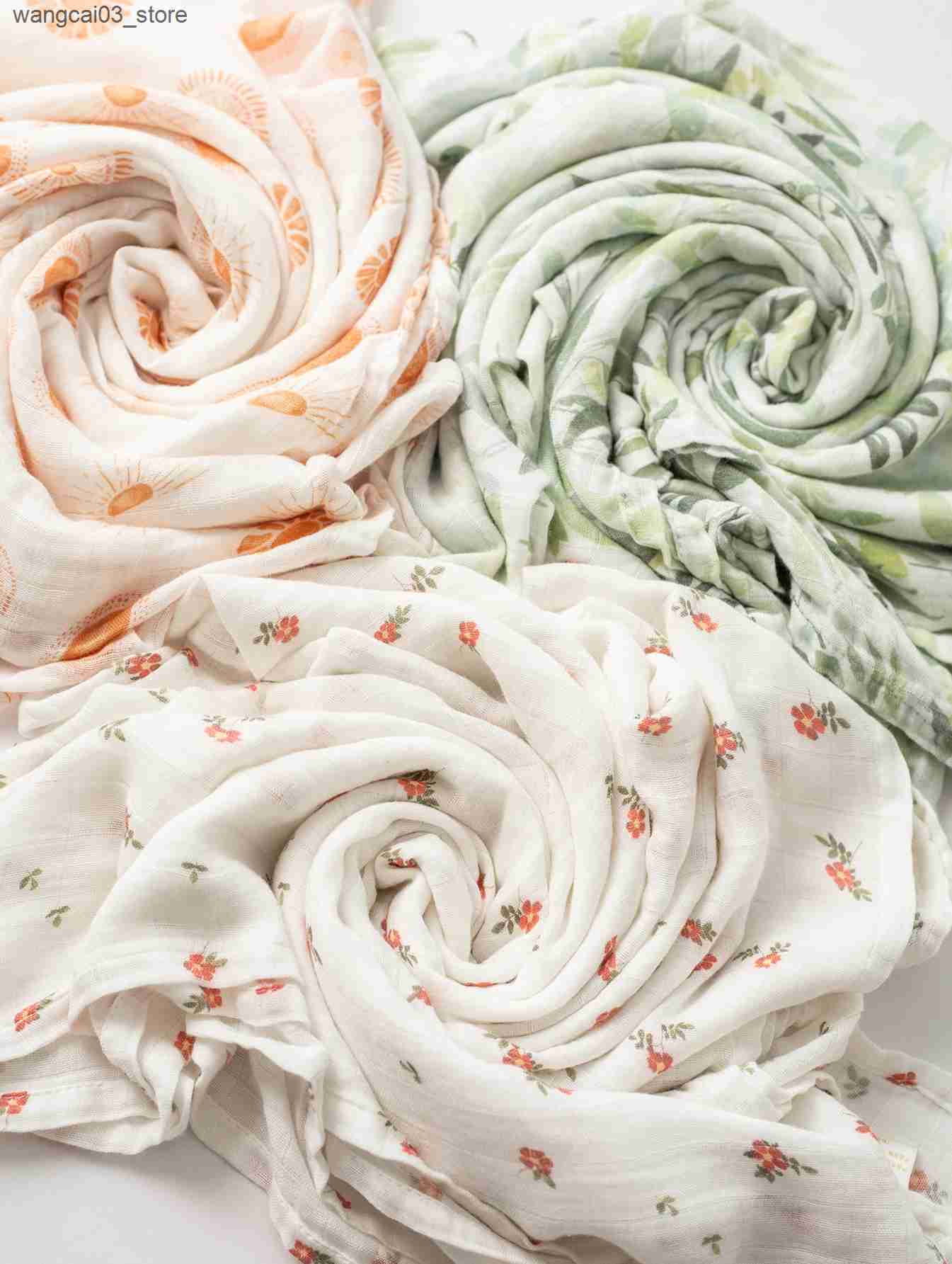 Blankets Swaddling Popular Digital Print Bamboo Cotton Muslin Swaddle Blankets High Quality 120*120cm Newborn Bath Towel Wrap Baby Item Mother Kids L2