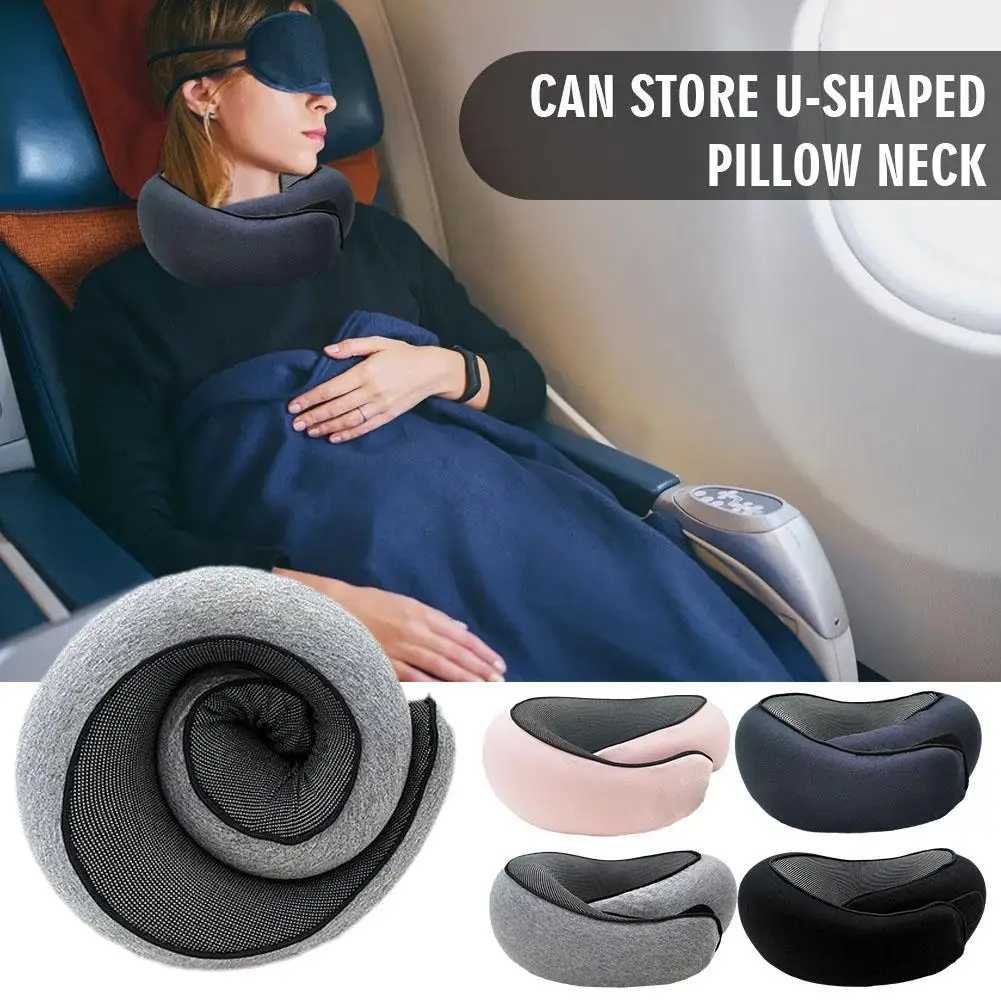 Adjustable U-shape memory foam travel neck pillow suitable for portable head support in cars planes and during sleep W240819