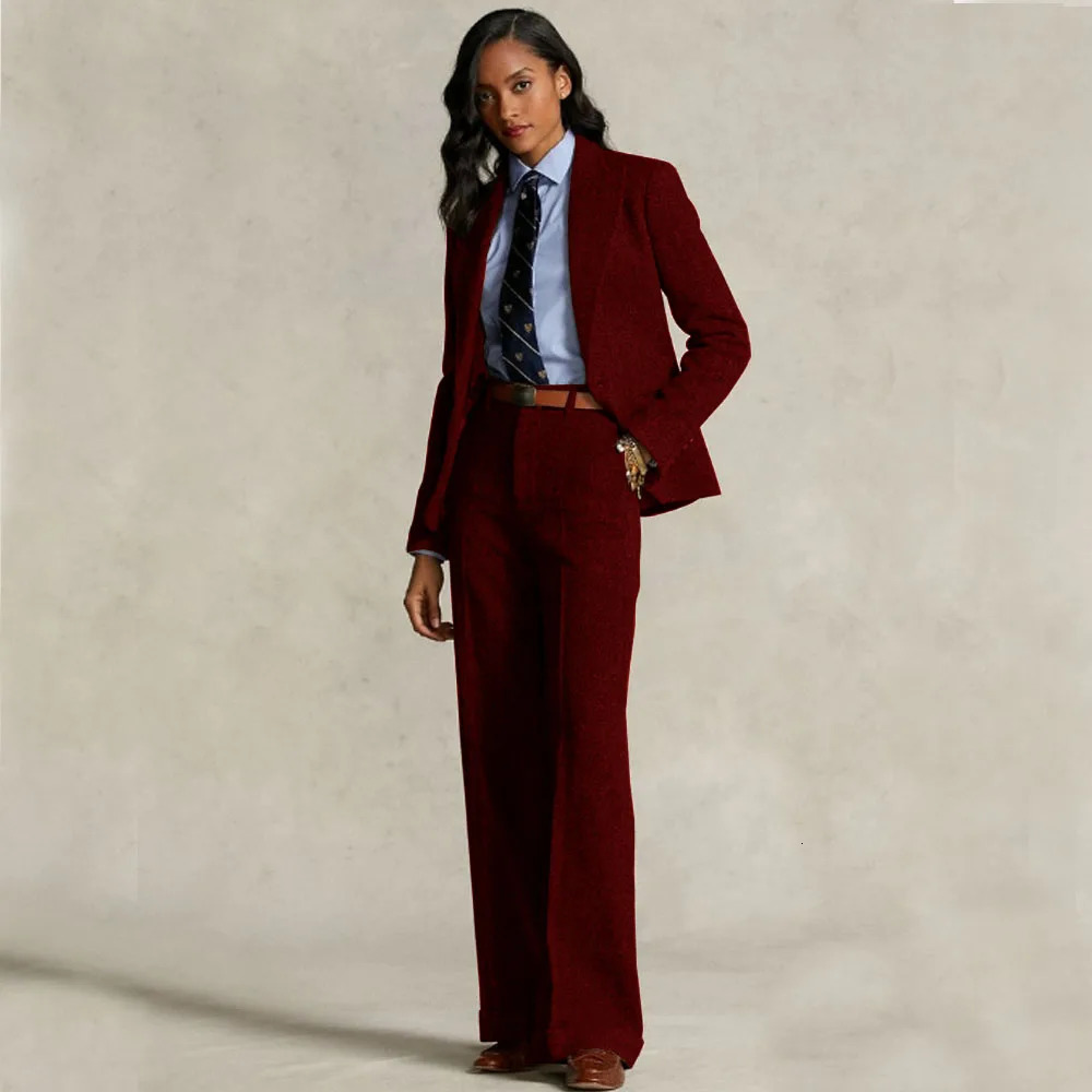 Womens Herringbone Suit 2piece Set jacket Pants Formal Suits for Women Singlebreasted Elegant Sets Lapel Fashion 241010