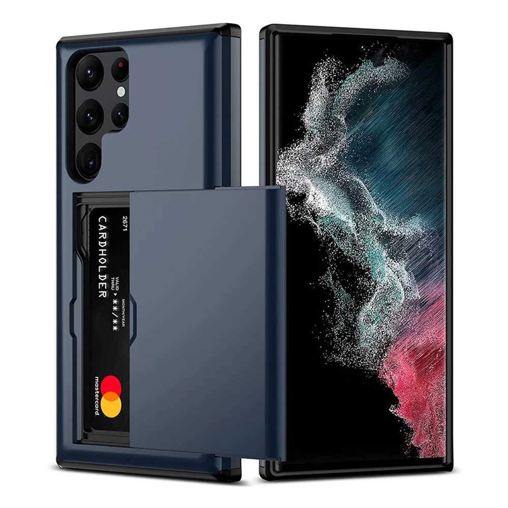 Slide card case for Samsung Galaxy S24 S23 Ultra S22 S21 S20 FE S10 Plus hard shell phone case Galaxy Note 20 10 9 W241012