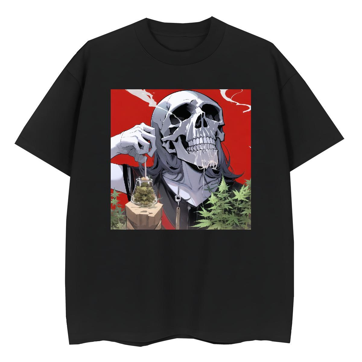 TOP Quality T shirt 230g 100% Cotton Comfortable Summer Casual skull Women Tshirts Loose Cartoon Floral Printing Wear