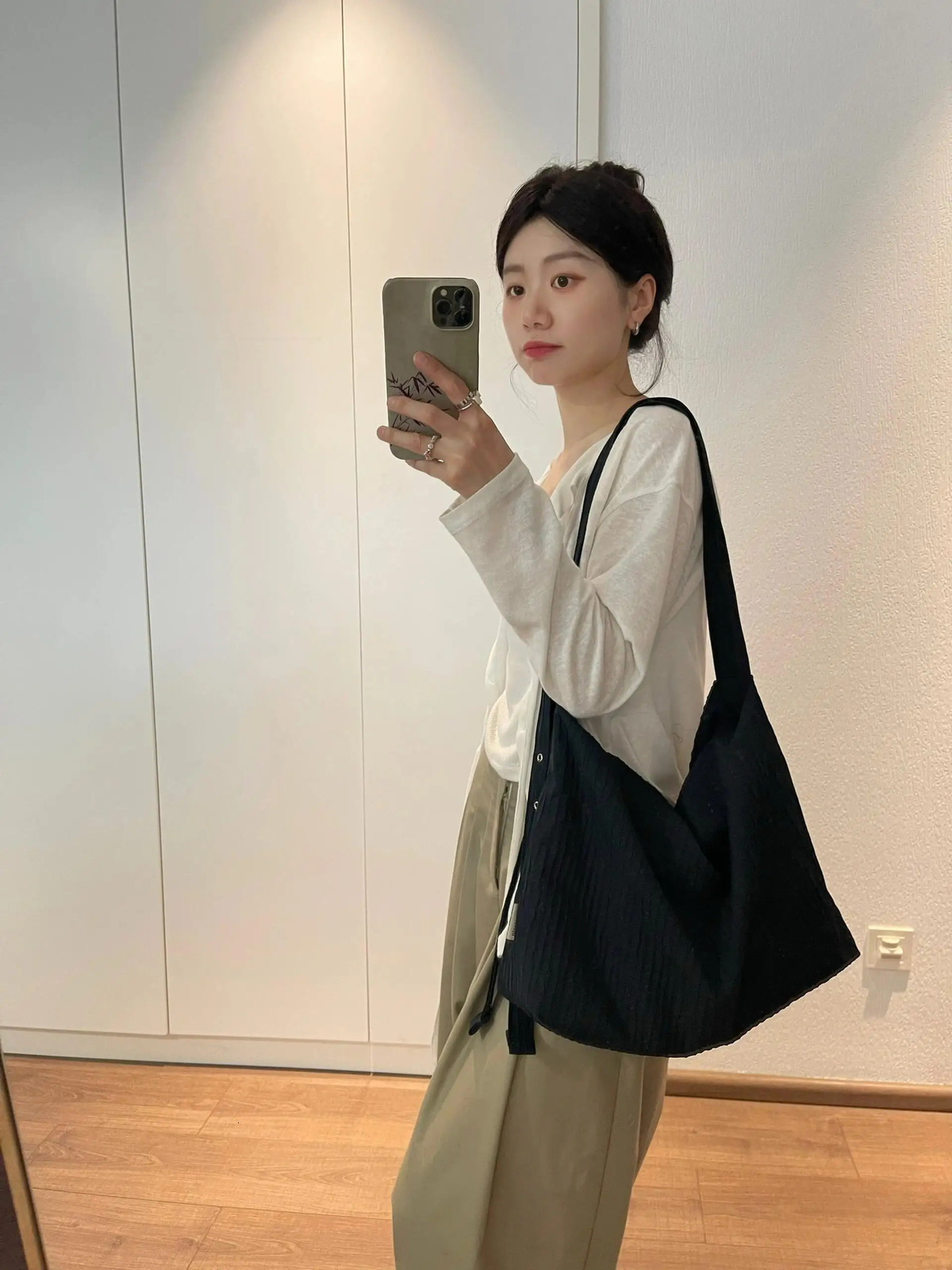 Miyagawa lightweight Korean style niche single shoulder cross body bag waist bag college student solid handbag 241008