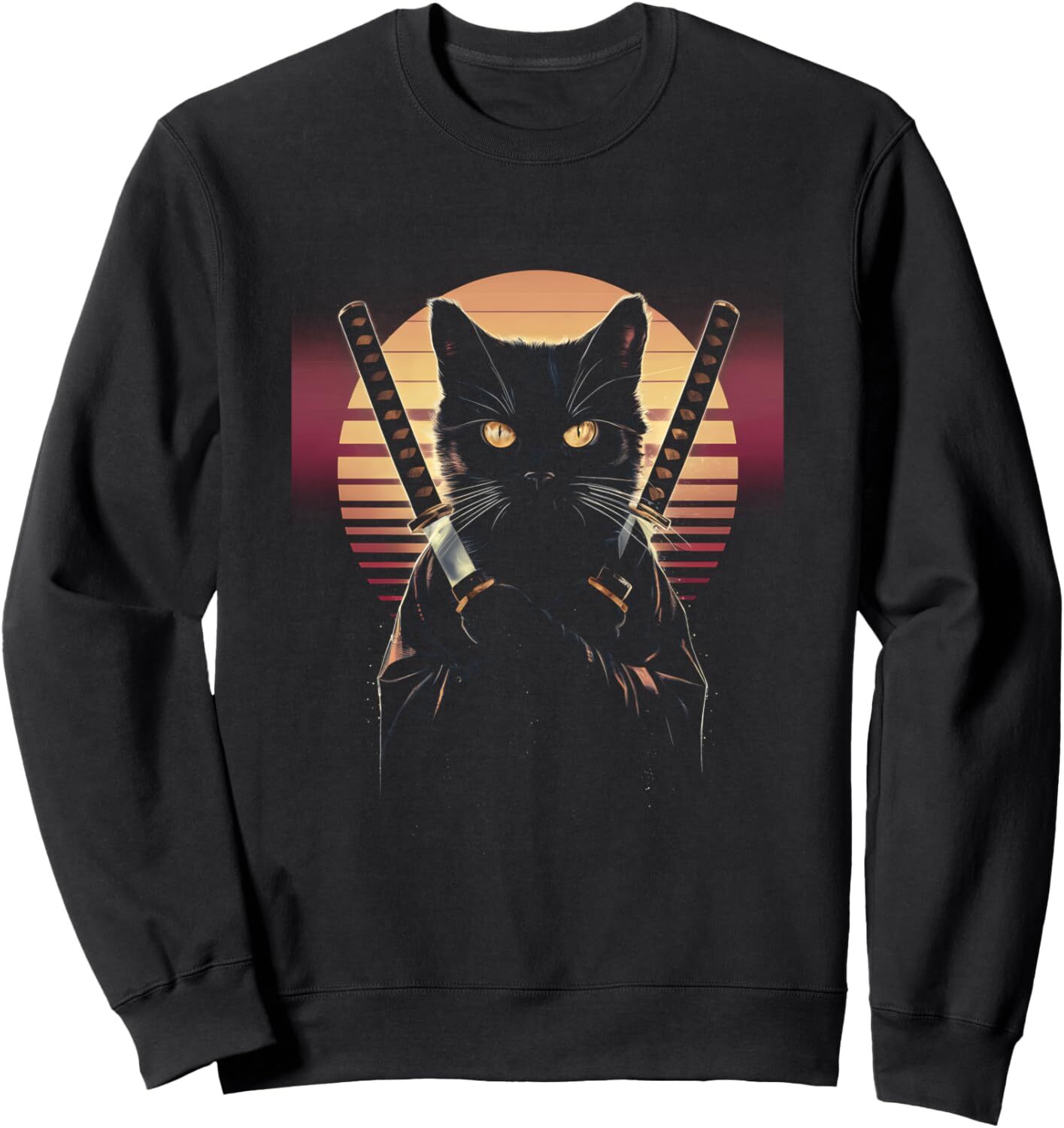 Long Sleeve Shirts for Men sweatshirt Cat Lover Japanese Sunset Retro Cat Owner Design Sweatshirt Tee Streetwear Casual tops clothes