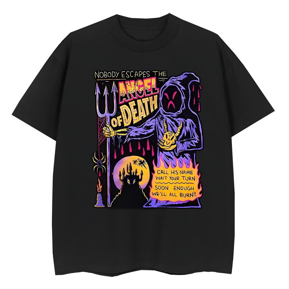 New T-Shirts 230g Cotton Breathable Soft Street skull Women Tshirts Loose fit Floral Print Top Shirts