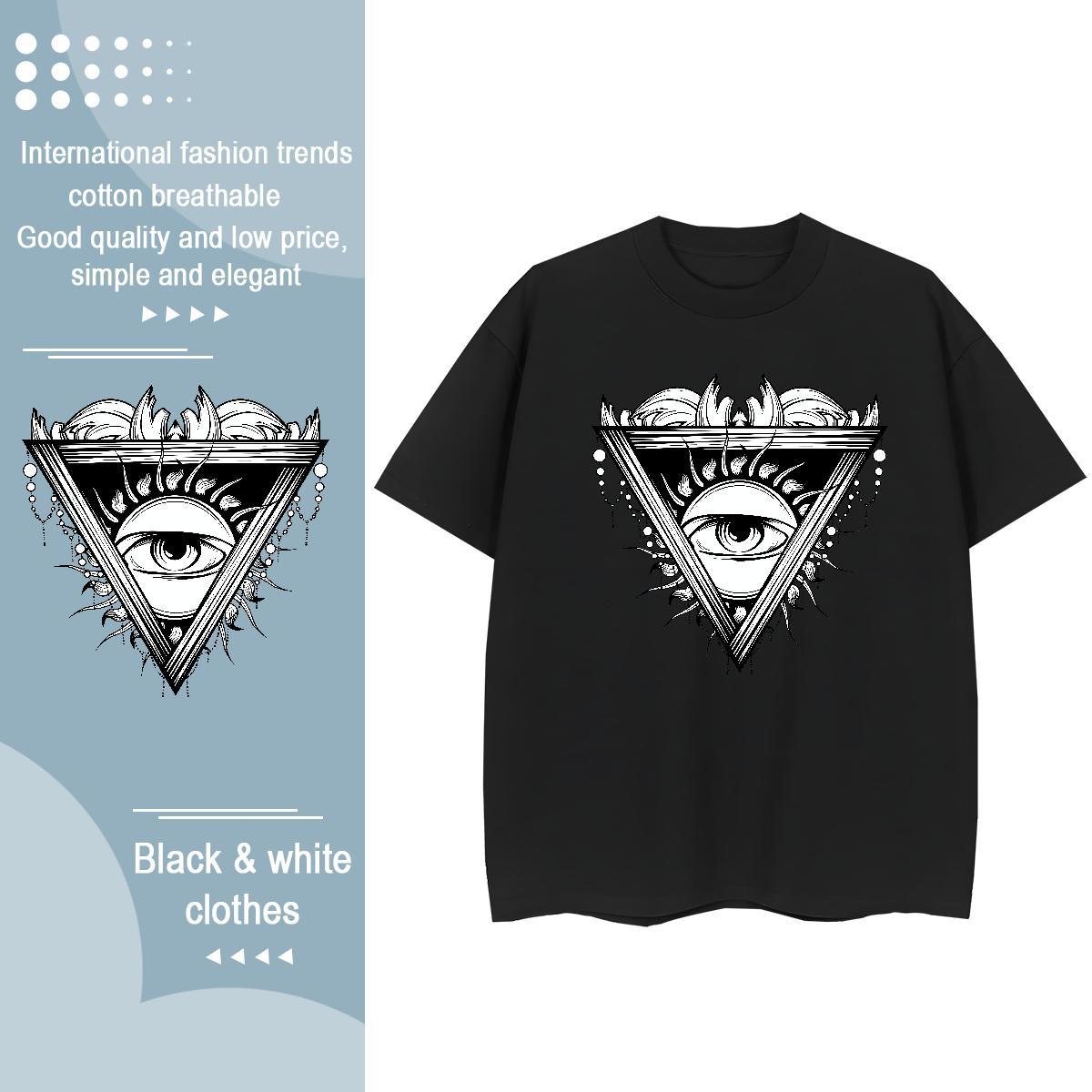 DIY T Shirts Women 230g 100% Cotton Short Sleeve O-Neck Daily Wear eye of the devil Woman Tshirt Lady Skull Tees Shirts