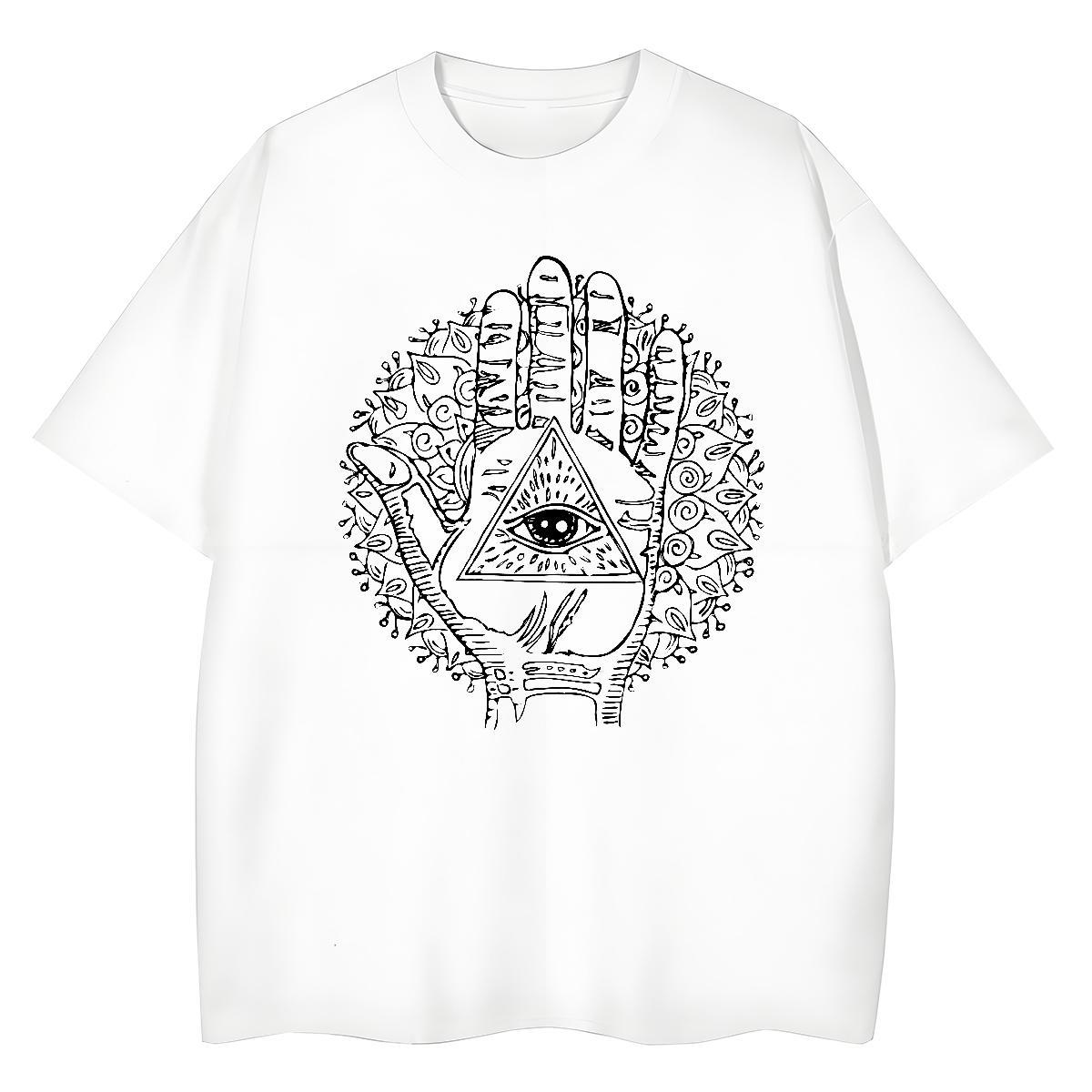 Casual New T Shirts Women 230g 100% Cotton Crew Neck Sports Casual eye of the devil Couples T Shirts Lady Plus Size Custom Clothings