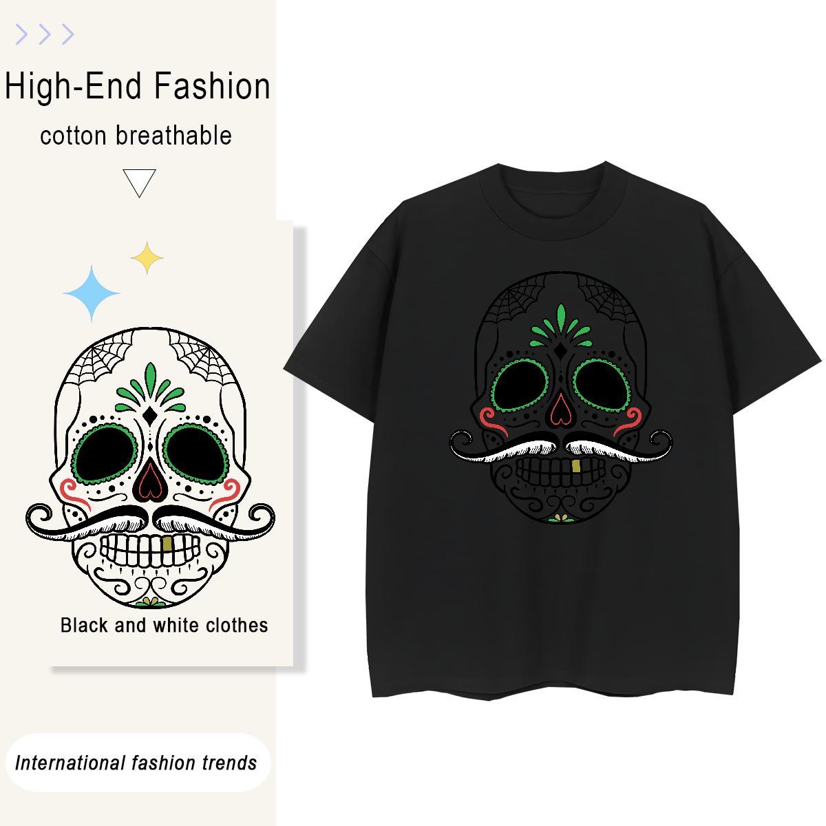 Custom T shirt 230g Pure Cotton Short sleeve Soft Casual Beach skull Women Tees High quality DIY Logo Tee Shirt