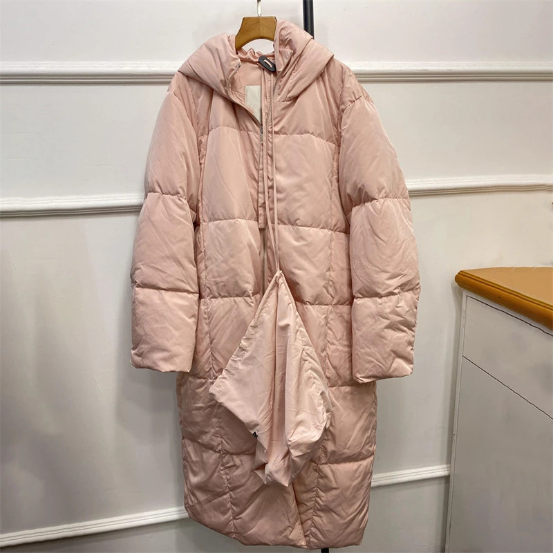 Winter Womens Casual Loose Long Knee Bread Coat Y2K High Quality Thick Warm Hooded Jacket Trap 241009