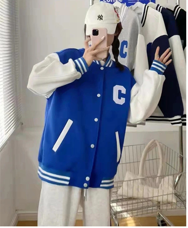 Spring/Autumn Womens Jacket Fashion K-pop Baseball Uniform High Street Loose Jacket Coats 241010