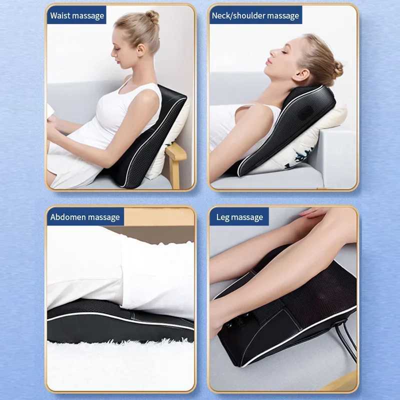 FODRK Electric Finger Pressure Head and Neck Cervical Ttraction Body Massager Car Rear Pillow with Heating and Vibration Massage Equipment W240819