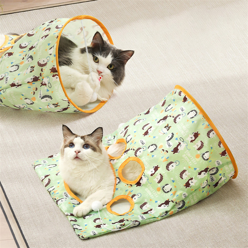 ḀFoldable Cat Tunnel Interactive Toy Drill Bag Cat Tunnel Rolling Mouse with Noise Paper Cat Drill Hole Cat Interactive Play