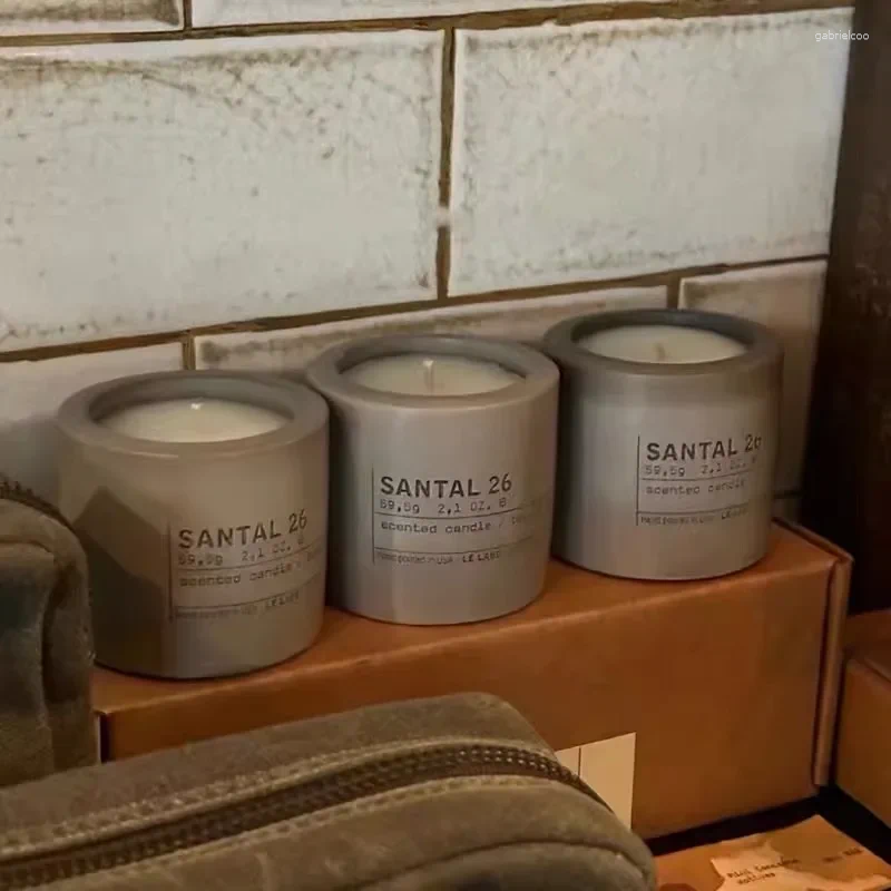 Candles 3pcs Laboratory Mini Concrete Scented Candle Set Delicate Sandalwood No. 26 Taste Aromatherapy Industrial Trend Gift w250411