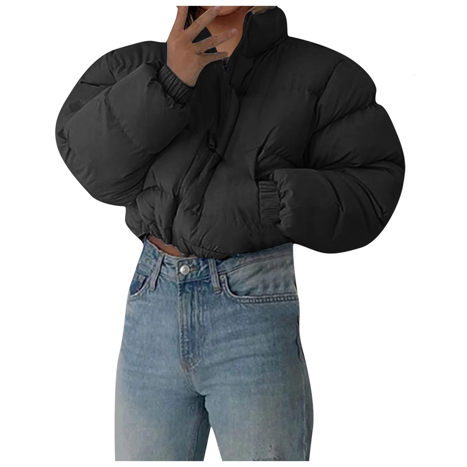 2024 Short Puffer Coat Casual Fashion Jacket Women Stand Collar Female Feather Parkas Streetwear Hooded Winter 240930