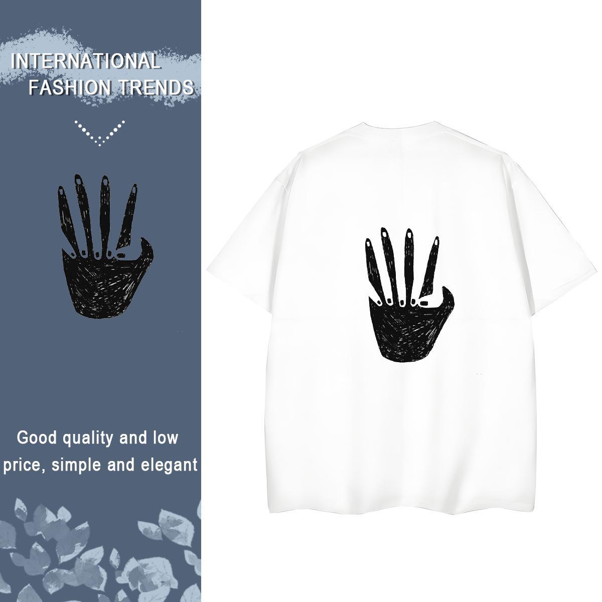 TOP Quality Womens T Shirts 230g 100% Cotton O-Neck Short Sleeve Street hands Tshirt for Man Woman Lady DIY Printed Clothings