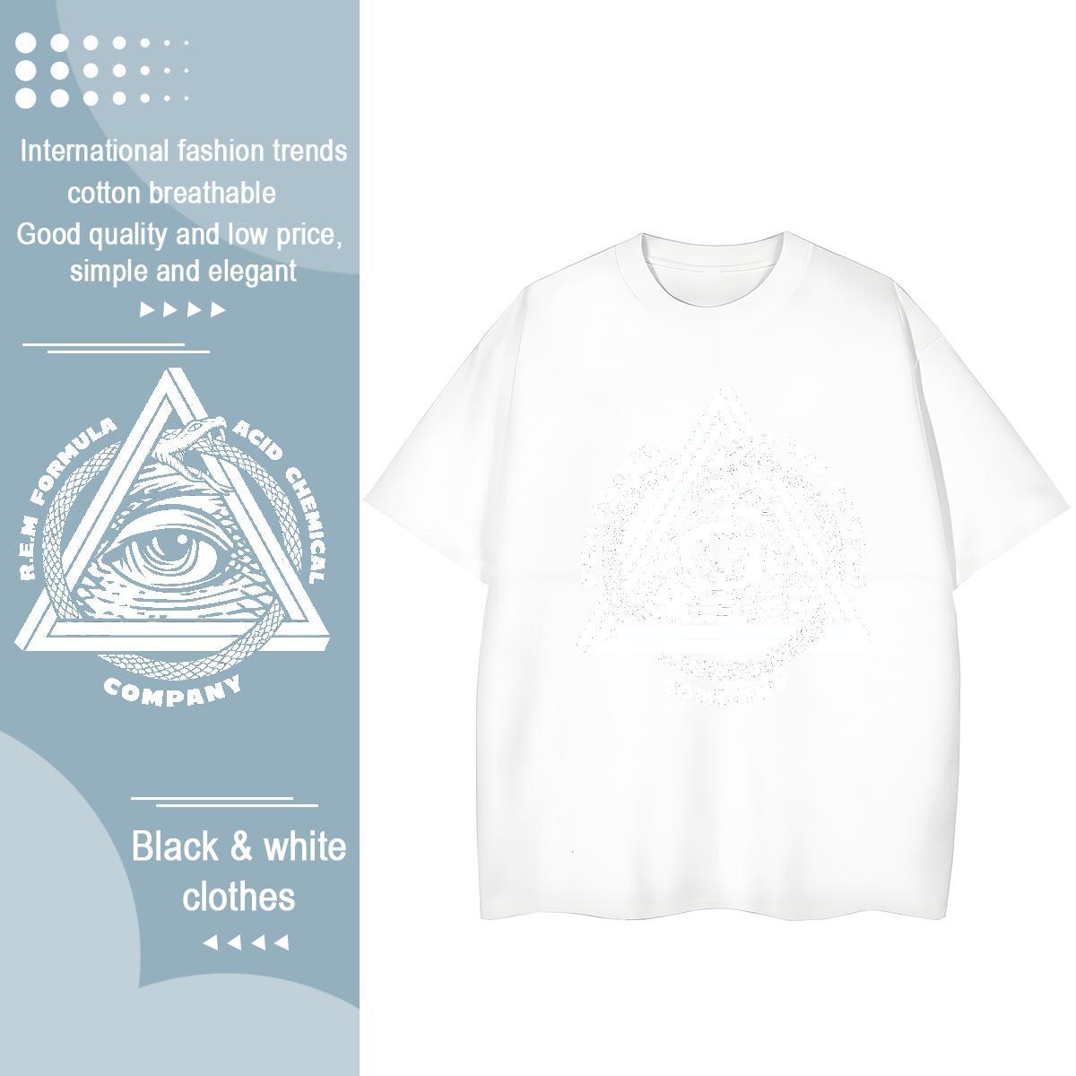 DIY T Shirts Women 100% Cotton 230g Round Neck Short Sleeve Street Wear eye of the devil Women Tshirts Loose fit DIY Logo Clothings