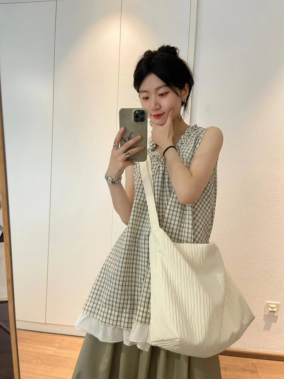 Miyagawa lightweight Korean style niche single shoulder cross body bag waist bag college student solid handbag 241008