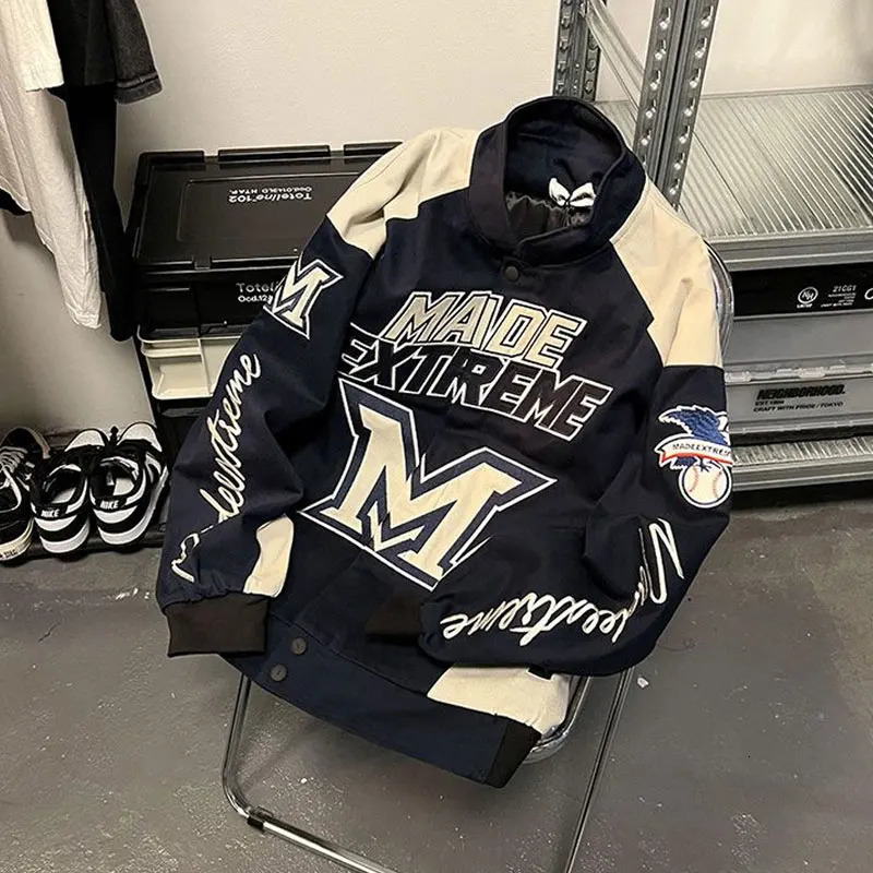 HOUZHOU Y2k Streetwear Womens Racing Jacket Oversize Vintage Moto Biker Jackets Korean Fashion Baseball Harajuku Autumn Coat 241011