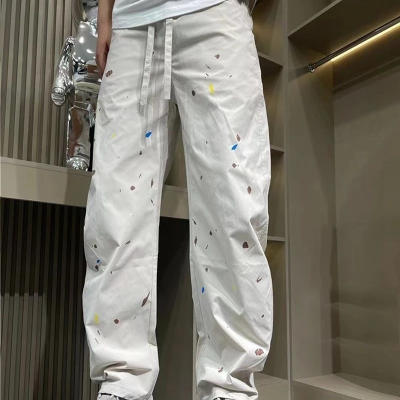 Hip Hop cargo pants mens streetwear paint spots skateboard Trouser Harajuku Korean fashion casual bag pants y2k 241007