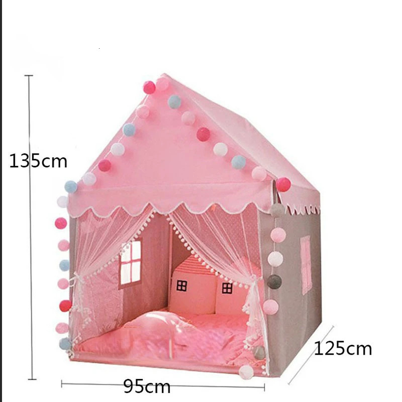 Portable childrens tent childrens folding tent Tipi baby game house big girl pink princess party castle childrens room decoration foldable 241010