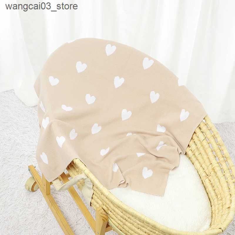 Blankets Swaddling Baby Blankets Cotton Knit 90*70CM Infant Girls Newborn Boys Bed Quilt Cute Love Plaid Toddler Stroller Swaddle Soft Sleep Covers L2