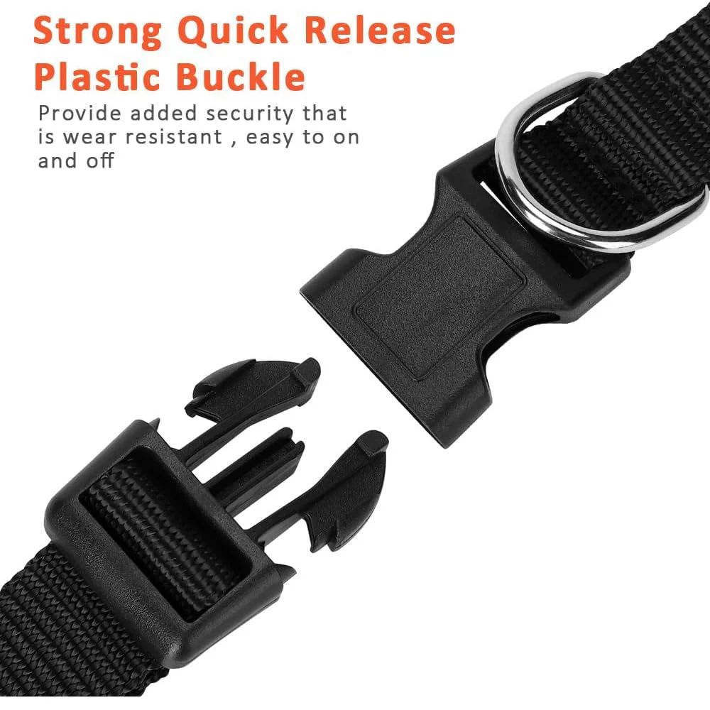 Nylon Webbing Dog Collar Heavy Duty Clip Buckle Solid Pet Basic Collar for Small Medium Dog Chihuahua Teddy Keji Pitbull Bulldog
