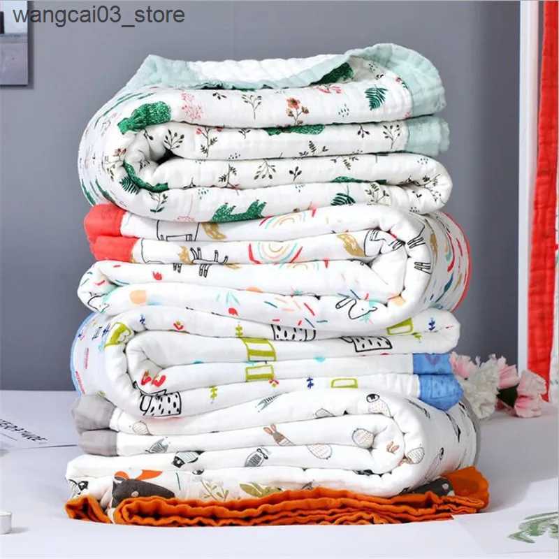 Blankets Swaddling 120*150cm Six Layers Muslin Cotton Baby Blankets Newborn Boys Girls Receiving Swaddle Wrap Kids Swaddling Bedding Sheet L240910