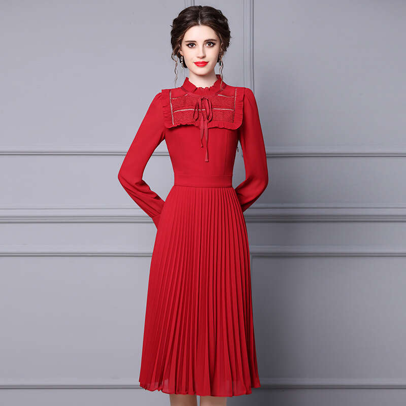 autumn new 2024 high-end temperament goddess French style waist cinched long sleeved fashionable western-style dress