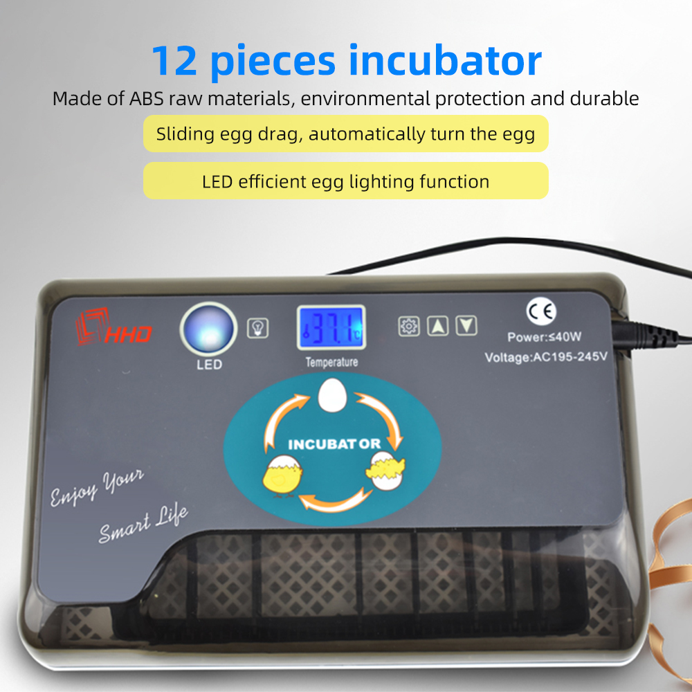 12 Eggs Incubator with Automatic Egg Turning, Humidity Control, Temperature Display and Egg Candler Light, Chick Cozy Incubator