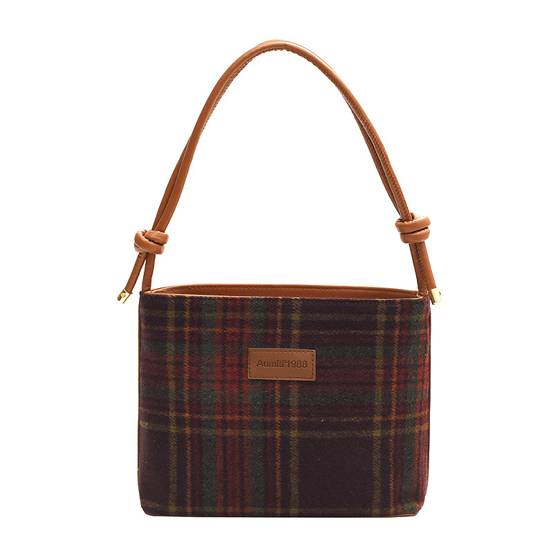 Bag women's contrasting color autumn/winter spring new plaid fashion college style single shoulder versatile cross body bag