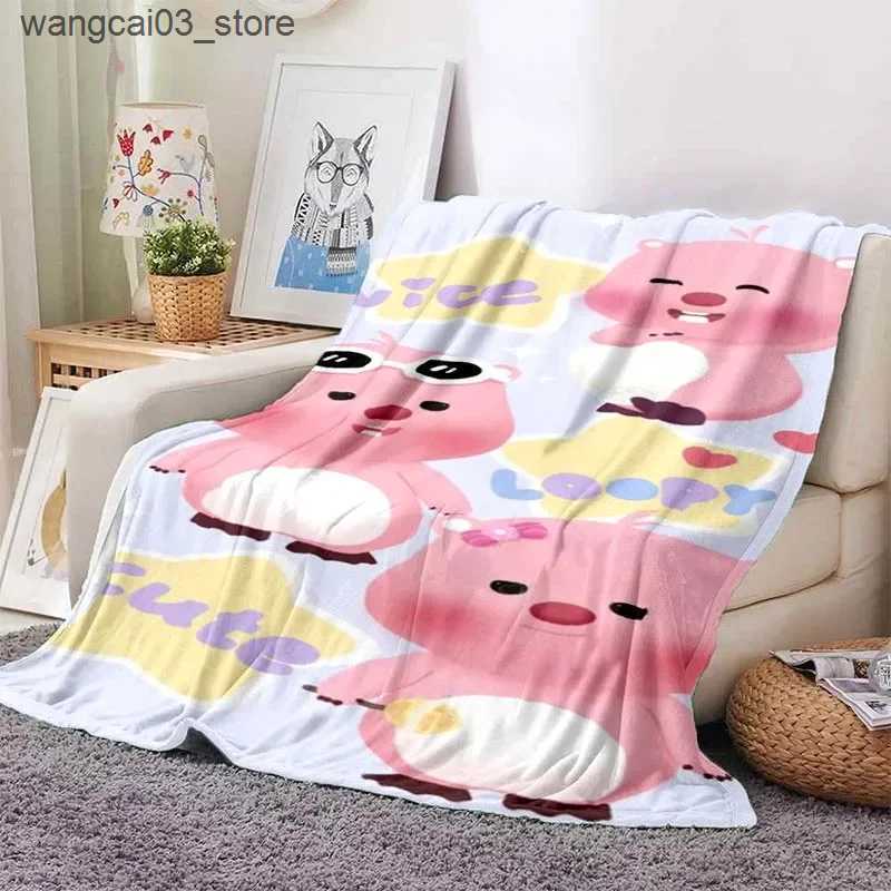 Blankets Swaddling Cartoon Loopy Pattern Throw Blanket Light Weight Blanket for Living Room Bedroom Kidsroom Warm Blanket Christmas Gift L240910