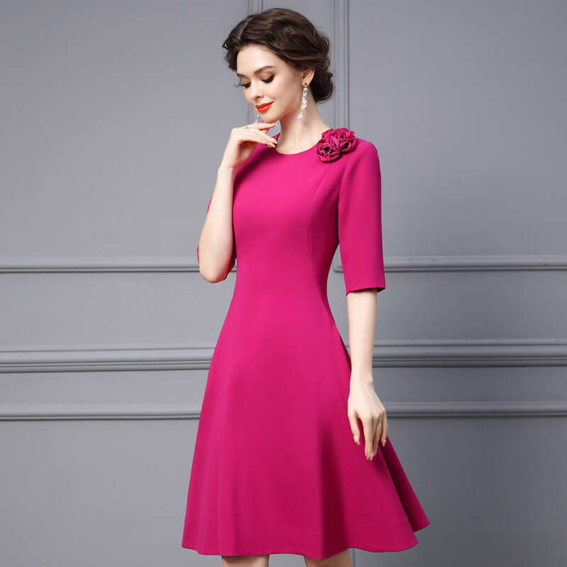 2024 autumn new dress formal occasion temperament gentle style flower waist slimming A-line skirt