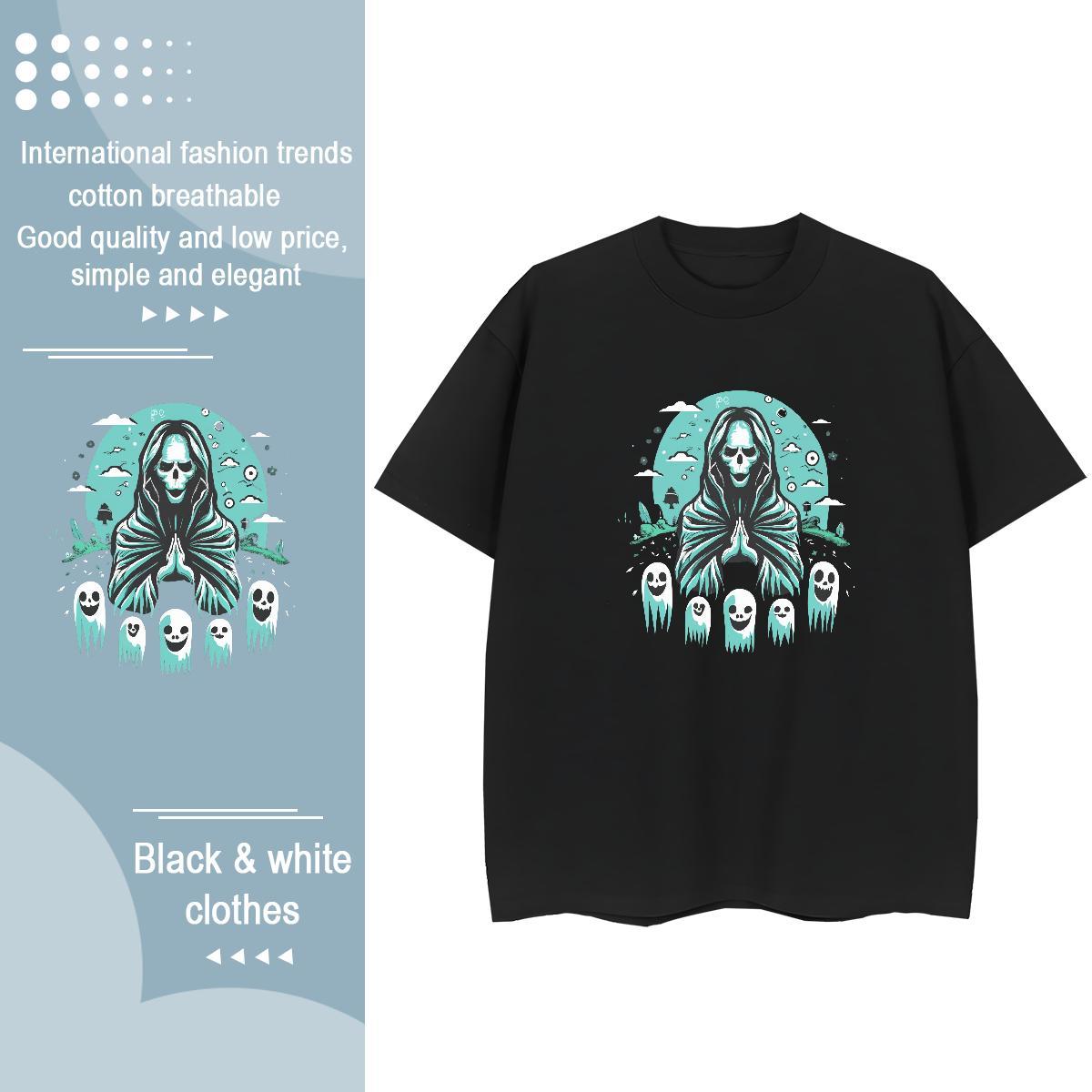 Fashion Casual T Shirt For Woman 100% Cotton 230g Breathable Short Sleeve Sports Street Wear skull Woman Tshirt High quality Custom Print Oversized Cl