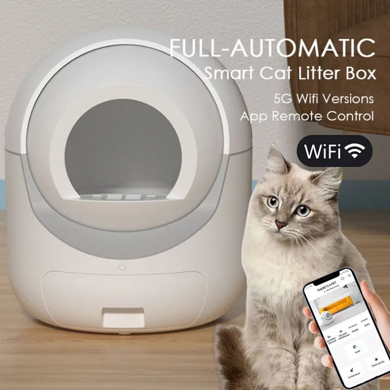 Fully Automatic Pet Cat Litter Box Large Space Anti-splash Smart Cat Litter Box 5G WIFI Remote Control Closed Cat Toilet