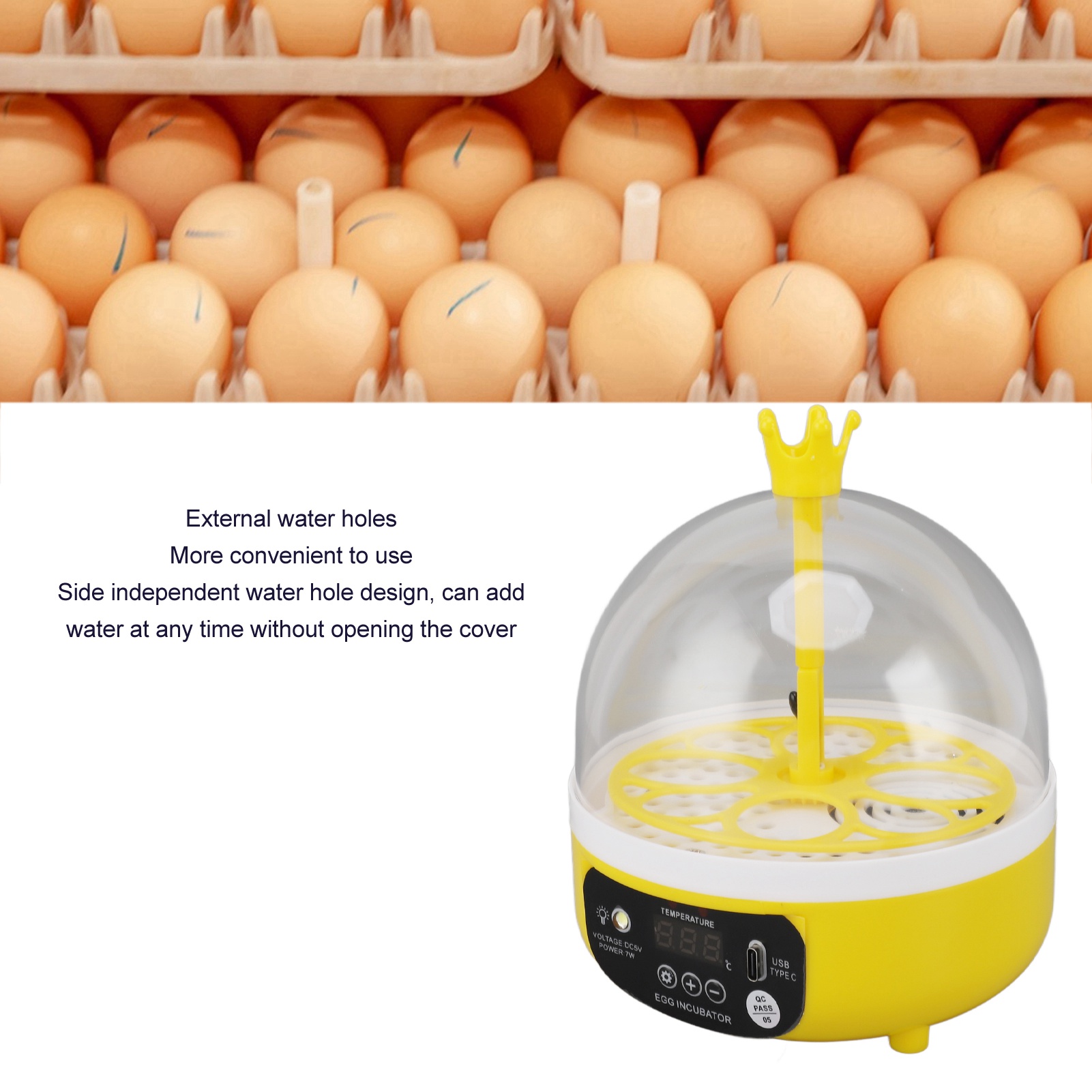 Egg Incubator for Home Automatic Temperature Humidity Control 4 Eggs Candler Poultry Hatching Machine for Chickens Ducks Pigeons