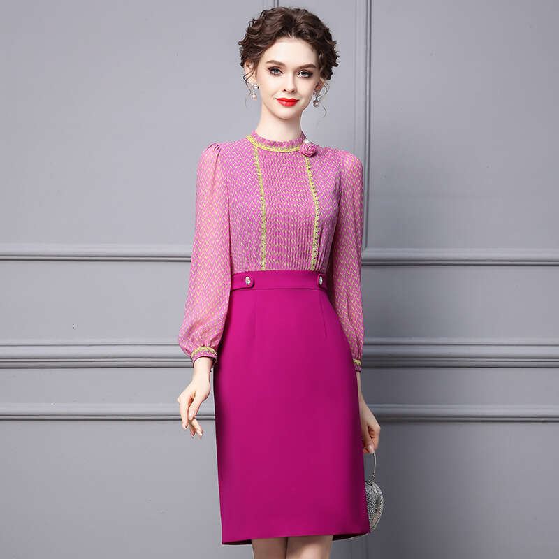 high-end exquisite for women 2024 new style formal occasion green floral long sleeved waist slimming dress