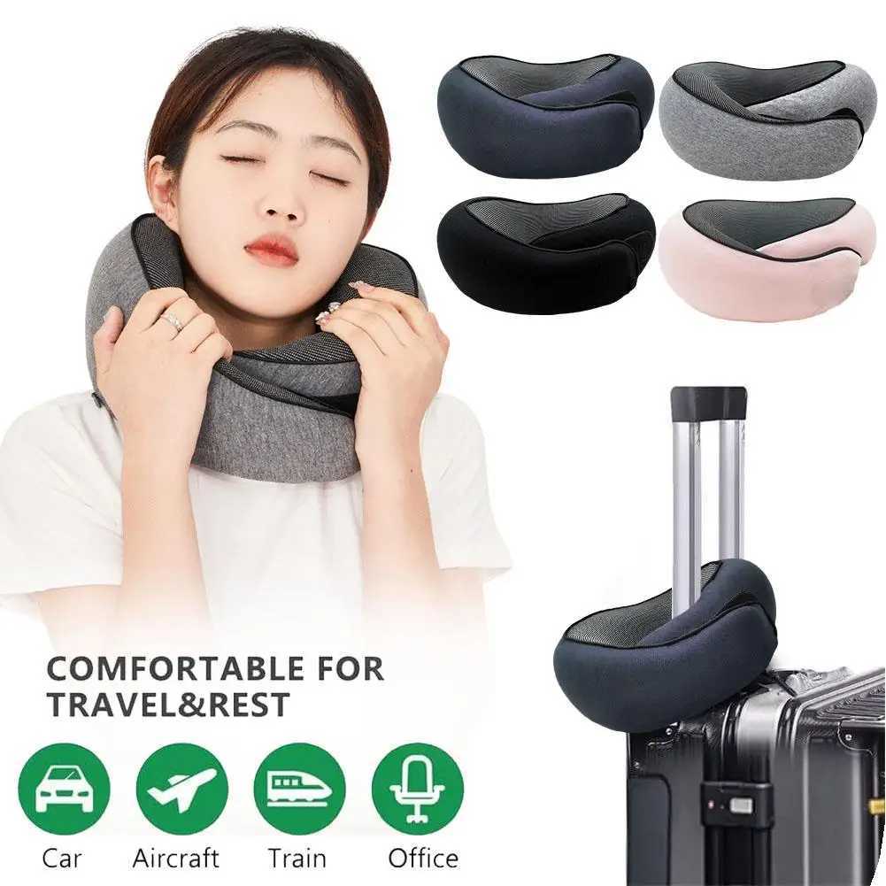Adjustable U-shape memory foam travel neck pillow suitable for portable head support in cars planes and during sleep W240819
