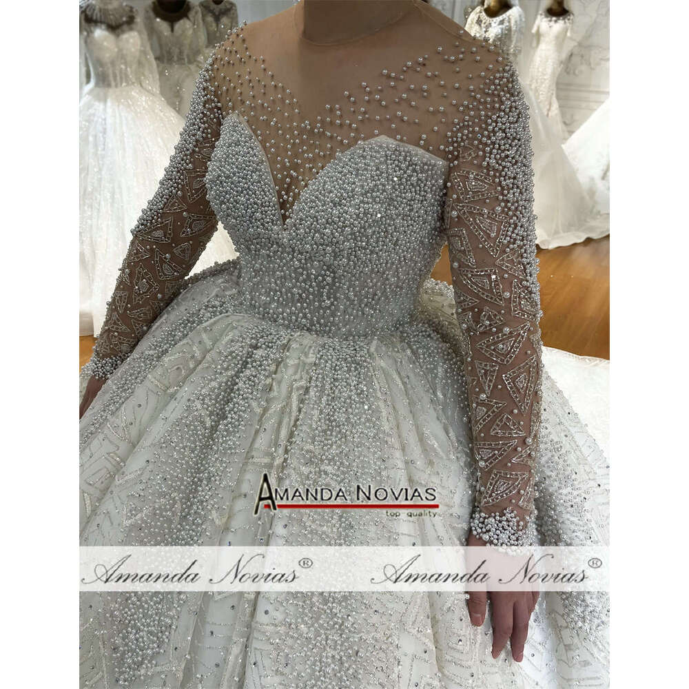 Amazing Full Pearls Ball Gown Wedding Dress Custom Order Sizes Real Work