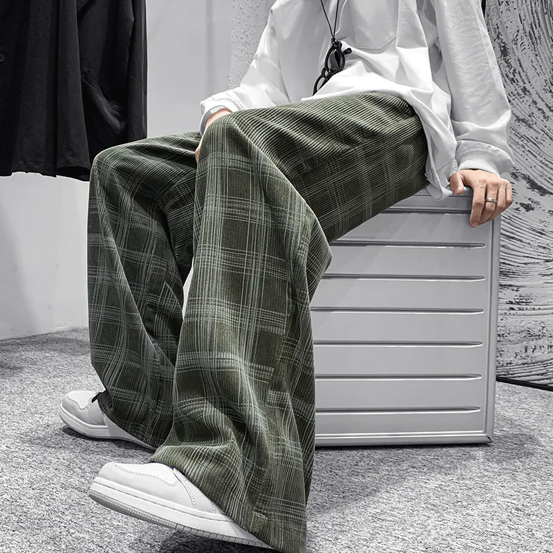 Autumn Corduroy pants mens fashion retro casual flat pants mens street clothing hip-hop loose straight Trouser mens plus size M-5XL 241011