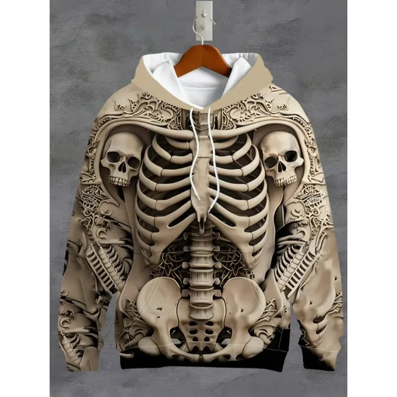 Mens Casual 3D Printed Skull Graphics Hoodie Drawstring Comfortable Super Dalian Sweatshirt Spring And Autumn Clothin 241010