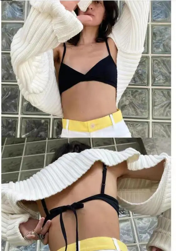 Knitted Bolero Cardigan for Women Open Front Cropped Shrug Sweater Long Sleeve Trendy Knitwear 241007