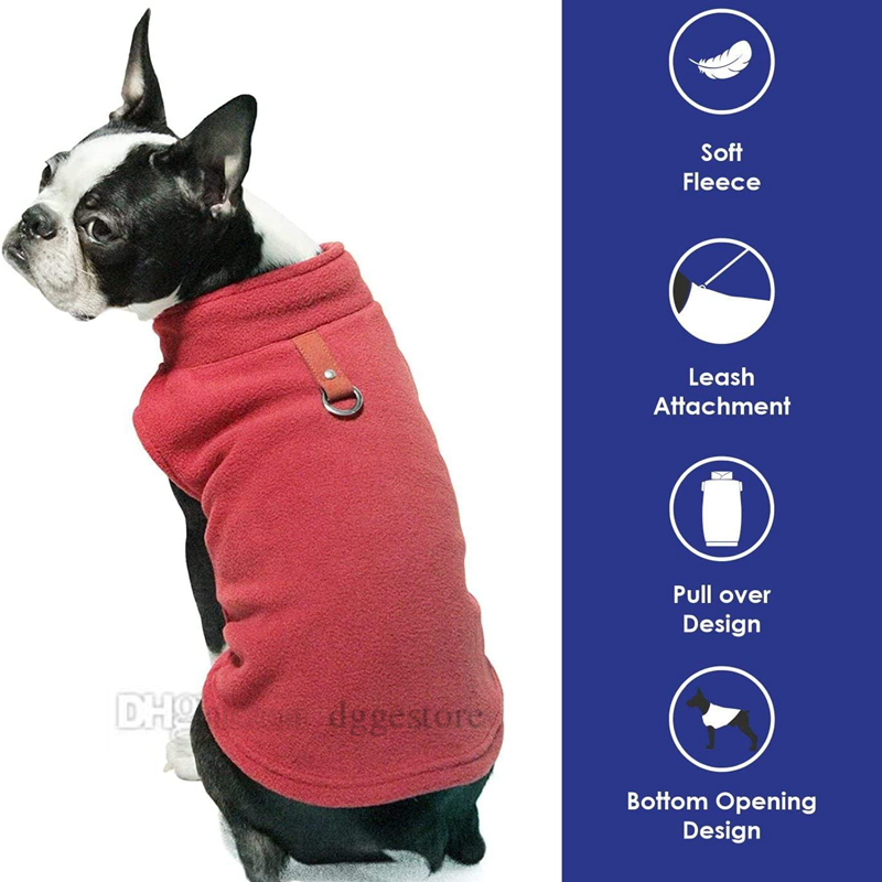 Soft Warm Fleece Dog Vest, Designer Dog Apparel The Dog Face Pet Winter Coats for Small Medium Dogs Puppy Pullover Fleece Jacket with Leash Ring Blue 