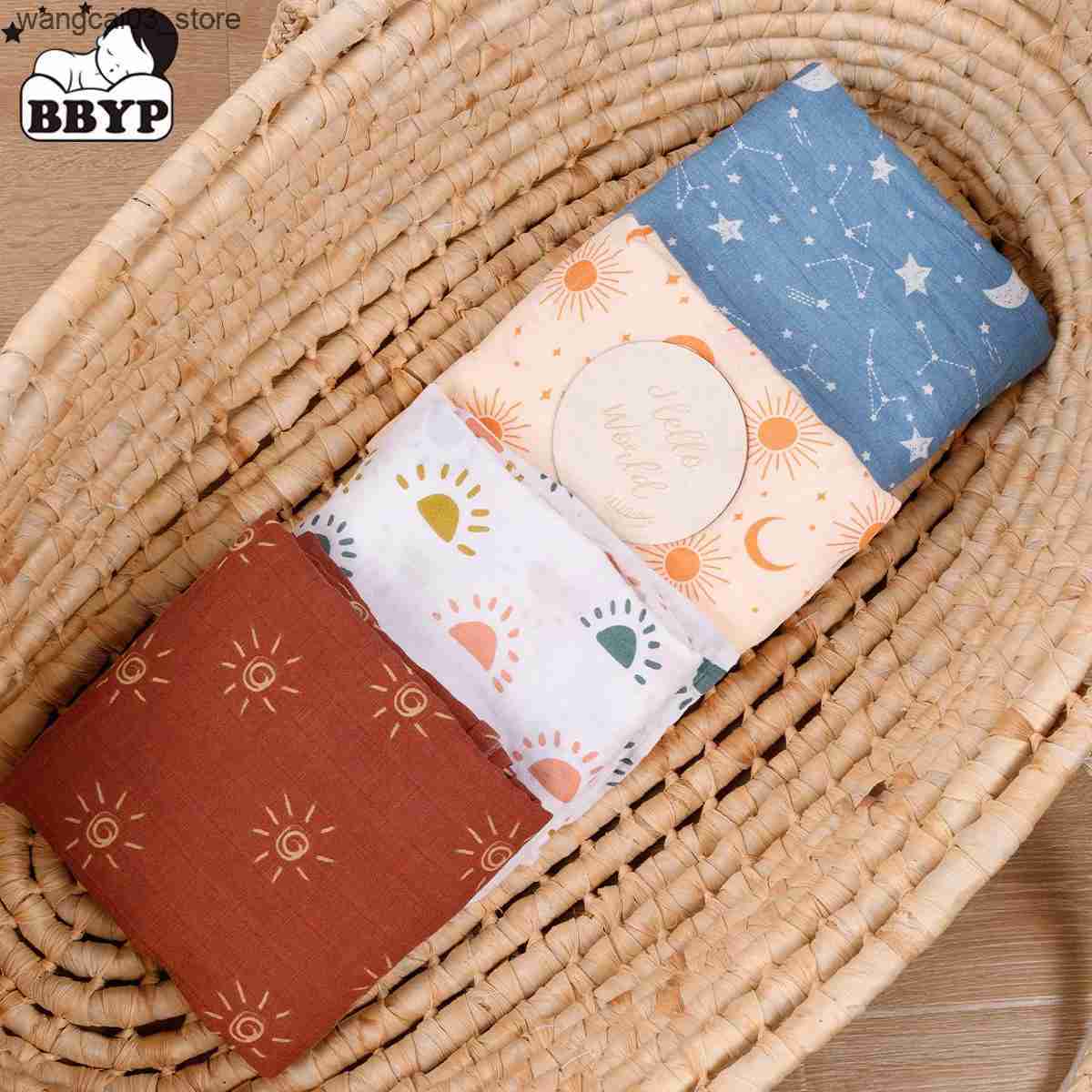 Blankets Swaddling Gauze Cotton Muslin Swaddle Wrap Baby Receiving Blanket Bedding Sheet 120x110cm Newborn Baby Boy Blankets L240910