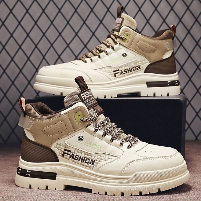 Fashionable trendy men's shoes, new Martin thick sole, height increasing, student anti slip, lightweight, versatile, sports and leisure high top 