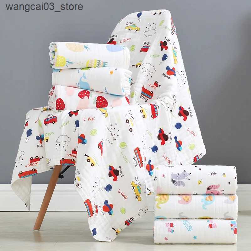 Blankets Swaddling 110*110cm Muslin Swaddle Newborn Baby Blankets Eco Soft Cotton Children Towel Infant Kids Wrap Sleepsack Stroller Cover Play Mat L2