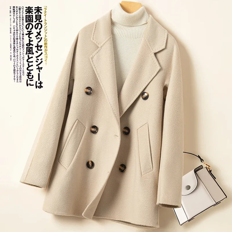 Wool coat womens clothing double-sided cashmere coat jacket autumn and winter Korean fashion coat womens wool coat Casacos Lq 240930