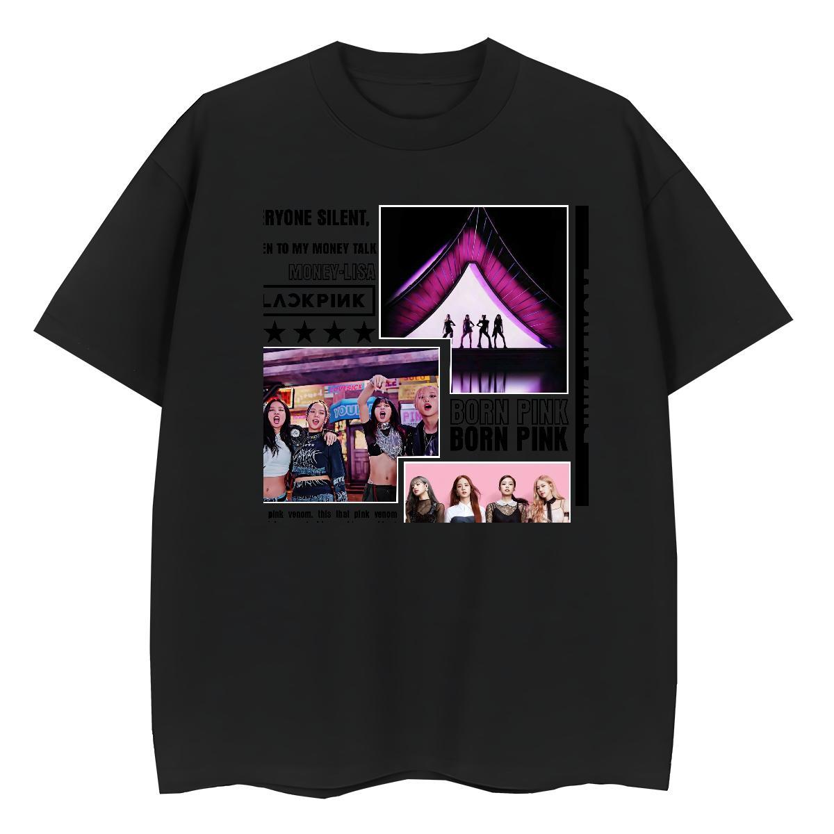 2024 Designer T Shirts Women 230g Cotton Crew Neck Breathable Outdoor BLACKPINCK Womens Tshirts Unisex Customized Print Tee Shirt