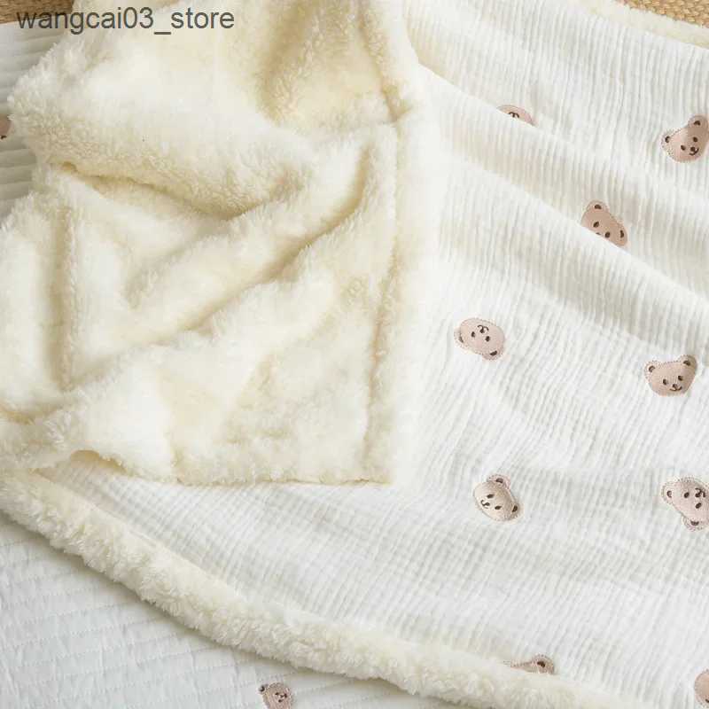 Blankets Swaddling Baby Blanket Newborn Fleece Muslin Baby Swaddle Wrap Printed Super Soft Warm Throw Blankets Crib Stroller Cover Quilt L240910