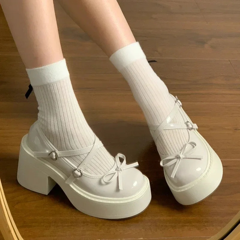 Womens shoes round toe womens high heels autumn bow solid color dress thick sole thick foot pump 241007