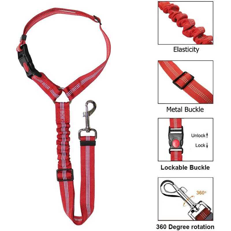 New Solid 2-in-1 Dog Strap Pet Car Seat Strap Adjustable Safety Belt Kitten Dog Collar Pet Accessories Y250412