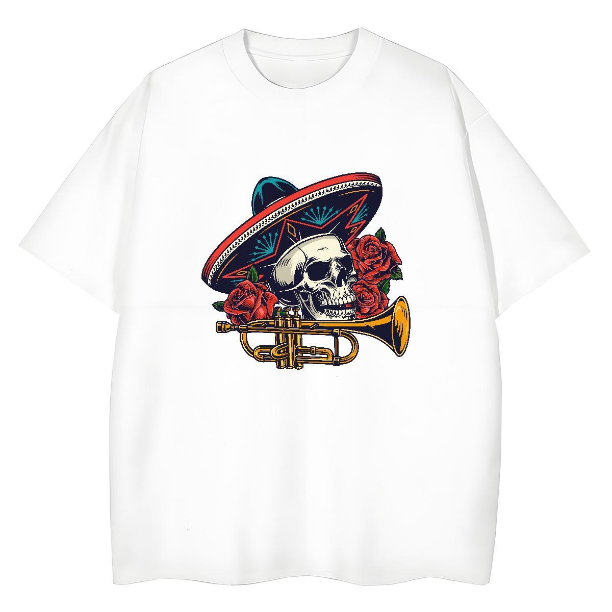 TOP Quality T Shirt For Woman 230g Cotton Round Neck Short Sleeve Summer Casual skull Lady T shirt Popular Cartoon Print Tshirts